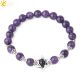 CSJA Hexagram Charms Bracelet Magen Star of David Lapis 8MM Gem Bead