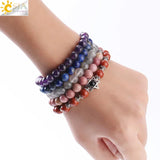 CSJA Hexagram Charms Bracelet Magen Star of David Lapis 8MM Gem Bead