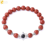 CSJA Hexagram Charms Bracelet Magen Star of David Lapis 8MM Gem Bead