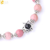 CSJA Hexagram Charms Bracelet Magen Star of David Lapis 8MM Gem Bead