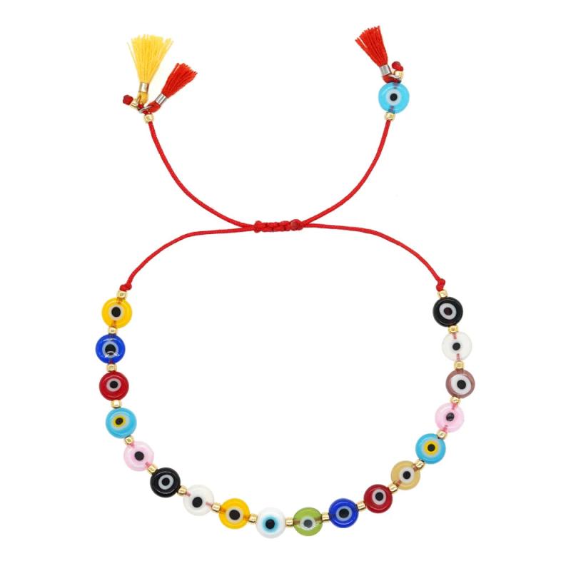 Colorful Evil Eye Glass Bead Bracelets for Women