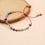 Colorful Evil Eye Glass Bead Bracelets for Women