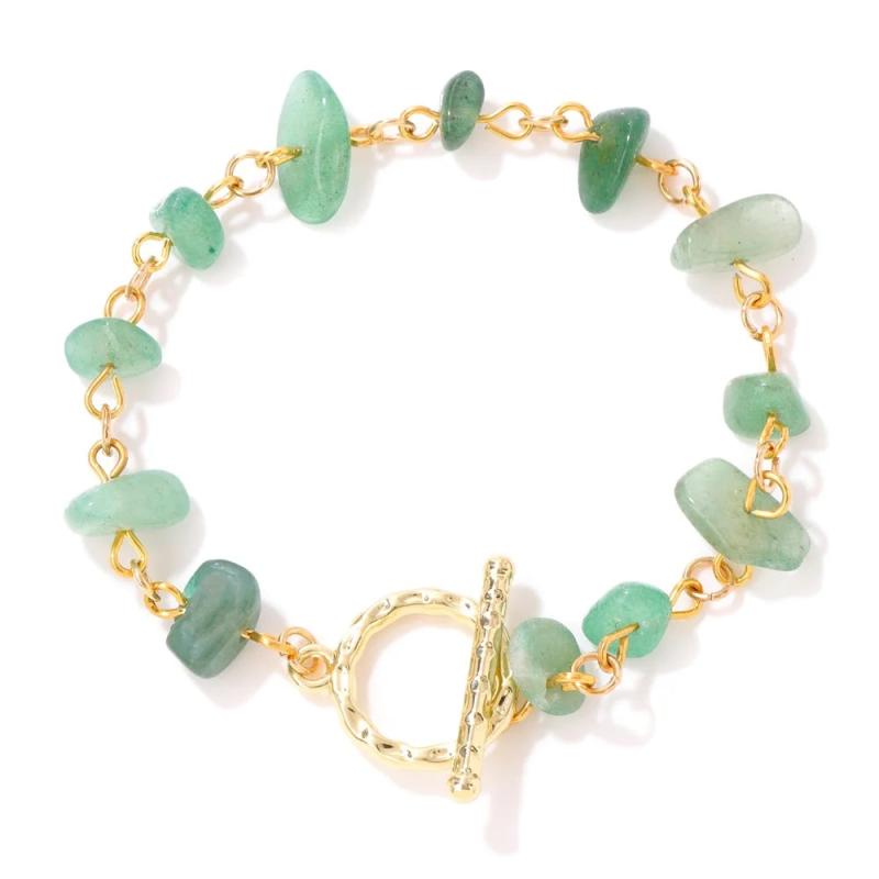 Chip Stone Beads Bracelet Green Aventurine Pink Quartzs Amethysts Bangle