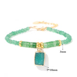 Aventurine Stone Bracelet for Women Men Rectangle Gems Charm Bangle