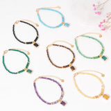 Aventurine Stone Bracelet for Women Men Rectangle Gems Charm Bangle