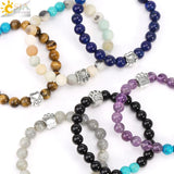 CSJA 8mm Stone Bead Bracelet with Animal Paw Charm