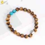 CSJA 8mm Stone Bead Bracelet with Animal Paw Charm