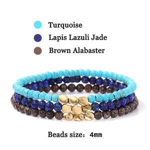 Tibetan Buddhist Natural Stone Beads Bracelet Set