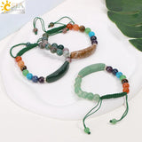CSJA Pink Quartz Adjustable Bracelet with 7 Chakra Natural Stones
