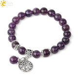 CSJA Amethysts Crystal Bracelet Tree of Life Protection Healing Energy G422