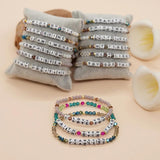 Clay Beaded Letter Bracelet for Women Natural Stone Crystal Polymer Jewelry