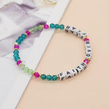 Clay Beaded Letter Bracelet for Women Natural Stone Crystal Polymer Jewelry