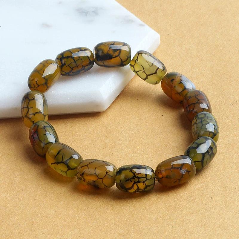Green Peacock Agate Bracelets Women Natural Stone Beads Bangle