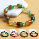 Green Peacock Agate Bracelets Women Natural Stone Beads Bangle