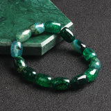Green Peacock Agate Bracelets Women Natural Stone Beads Bangle