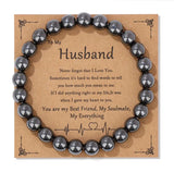 8mm Amethyst Hematite Heart Charm Bracelet for Couples