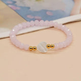 Boho Red&Pink Crystal Bead Shell Heart Bracelets Women Summer Jewelry