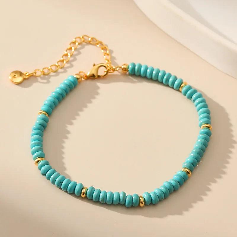 Bohemian Turquoise Women Bracelet Metal Beaded Summer Jewelry