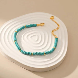 Bohemian Turquoise Women Bracelet Metal Beaded Summer Jewelry