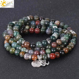 CSJA Healing Balance Bracelet with Indian Agates Natural Stone Gem