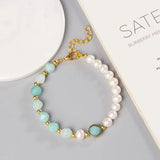 Freshwater Pearl Amazonite Bracelet Adjustable Wedding Jewelry
