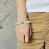 Freshwater Pearl Amazonite Bracelet Adjustable Wedding Jewelry