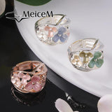 Flower Ring Silver Adjustable Jewelry Women's Rings