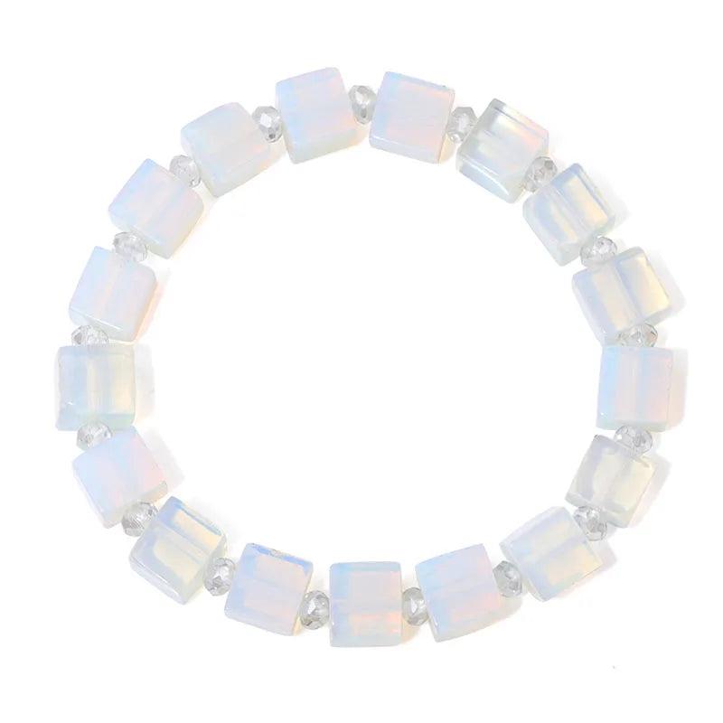 Lapis Lazuli Agates Turquoises Beaded Bracelet 8mm Natural Square Stone