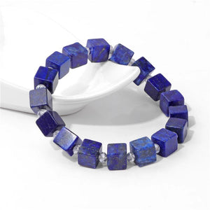 Lapis Lazuli Agates Turquoises Beaded Bracelet 8mm Natural Square Stone
