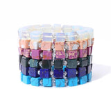 Lapis Lazuli Agates Turquoises Beaded Bracelet 8mm Natural Square Stone