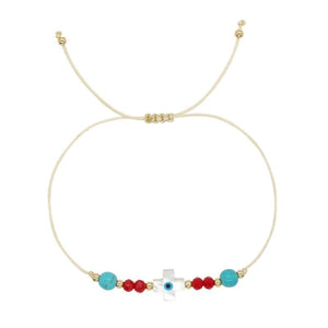 Boho Shell Cross Friendship Bracelets Crystal Turquoise Stone Beads