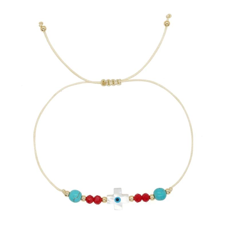 Boho Shell Cross Friendship Bracelets Crystal Turquoise Stone Beads