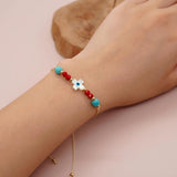 Boho Shell Cross Friendship Bracelets Crystal Turquoise Stone Beads