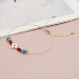 Boho Shell Cross Friendship Bracelets Crystal Turquoise Stone Beads