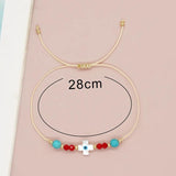 Boho Shell Cross Friendship Bracelets Crystal Turquoise Stone Beads