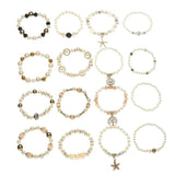 Vintage Pearl Stretch Bead Bracelets Set for Women