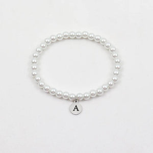Men's Round Initial Letter Bracelet, 6mm Width Bead, Gift