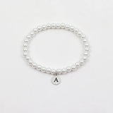 Men's Round Initial Letter Bracelet, 6mm Width Bead, Gift