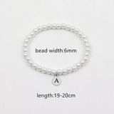 Men's Round Initial Letter Bracelet, 6mm Width Bead, Gift