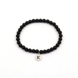 Men's Round Initial Letter Bracelet, 6mm Width Bead, Gift