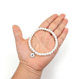 Men's Round Initial Letter Bracelet, 6mm Width Bead, Gift