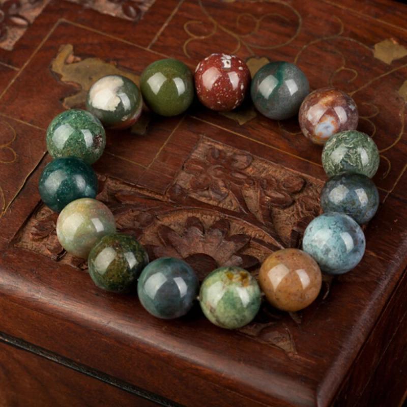 Indian Agate Beaded Bracelet Energy Healing Bangle