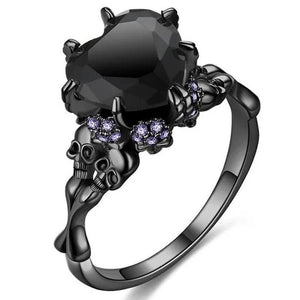 Gothic Skull Rings Red Purple Crystal Ring Cocktail Party Halloween Biker Rings