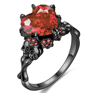Gothic Skull Rings Red Purple Crystal Ring Cocktail Party Halloween Biker Rings