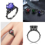 Gothic Skull Rings Red Purple Crystal Ring Cocktail Party Halloween Biker Rings