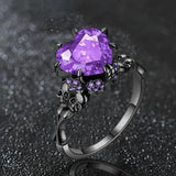 Gothic Skull Rings Red Purple Crystal Ring Cocktail Party Halloween Biker Rings