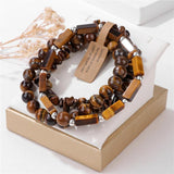 Irregular Chip Stone Bracelet Set Boho Beads Elastic Charm Bracelets