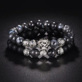 MeMolissa 2pcs Cross Bracelets Natural Stone Beaded Couple Gift
