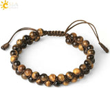 CSJA Natural Stone Double Layers Bracelet Healing Quartz Crystal Beaded Bangle