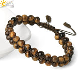 CSJA Natural Stone Double Layers Bracelet Healing Quartz Crystal Beaded Bangle
